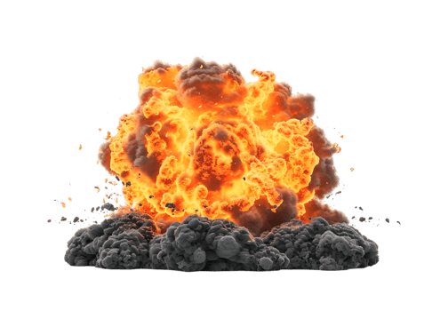 Powerful Explosion with Smoke and Fire. isolated on transparent background png