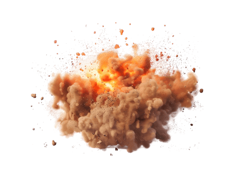 Powerful Explosion with Smoke and Fire. isolated on transparent background png