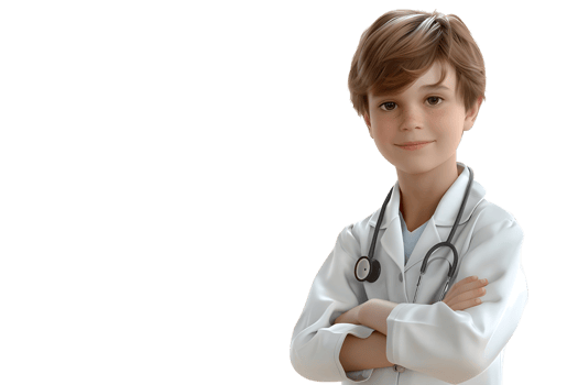 Young Doctor with Stethoscope. Isolated on transparent background png
