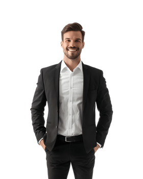 Confident Businessman with Hands in Pockets. Isolated on transparent background png