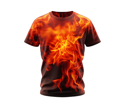 Fire Print T-Shirt Design Mockup. Isolated on transparent background png
