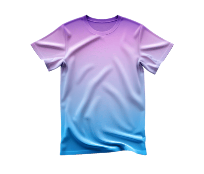 Gradient T-Shirt Mockup, Purple to Blue. Isolated on transparent background png