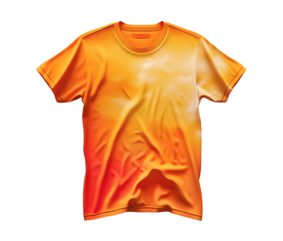 Yellow and Orange Gradient T-Shirt Mockup. Isolated on transparent background png