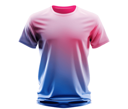 Pink and blue ombre t-shirt mockup. Isolated on transparent background png