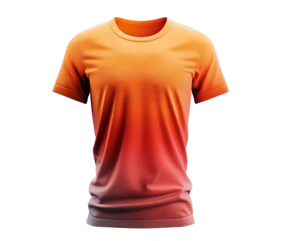 Orange and Red Gradient T-shirt Mockup. Isolated on transparent background png