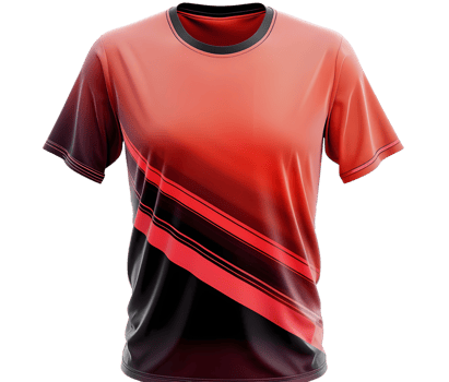 Red and Black Gradient T-Shirt Mockup. Isolated on transparent background png