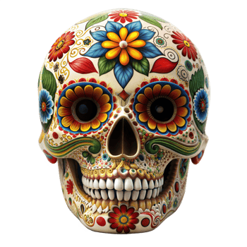 Day of the Dead Sugar Skull on Transparent Background png