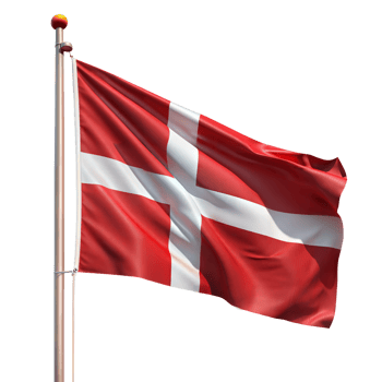 Waving Danish Flag on Transparent Background png