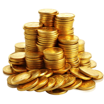 Stacked Gold Coins on Transparent Background png