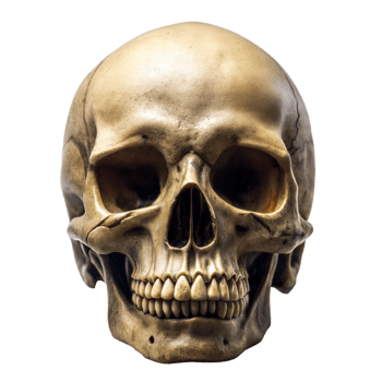 Realistic Human Skull on a Black Background png