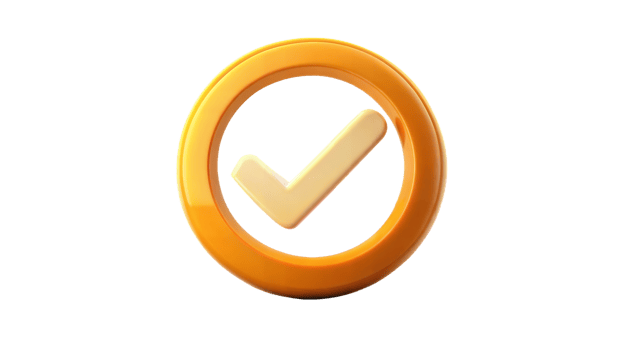Gold Check Mark Icon on Transparent Background png