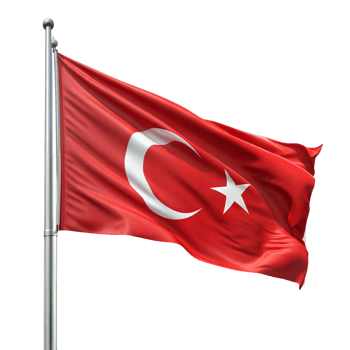 Turkish Flag on Flagpole on Transparent Background png