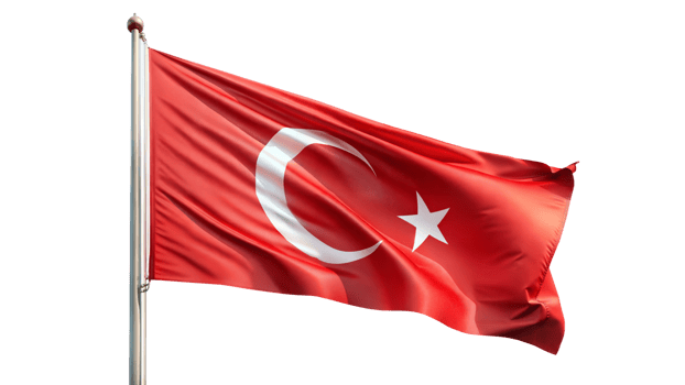 Waving Flag of Turkey on Transparent Background png
