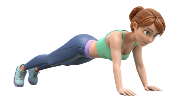 Female Athlete Doing Push-Ups on Transparent Background png