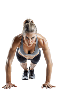 Athletic Woman Performing Push-Ups on Transparent Background png