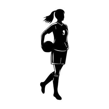 football player silhouette with ball vector