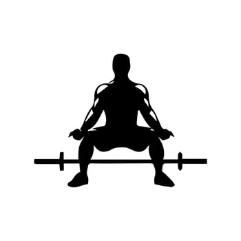 Weightlifter lifts big barbell silhouette vector