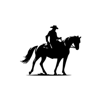cowboys silhouettes with horse vector