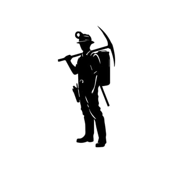 construction worker silhouette. wearing helmet wear pack and tools vector
