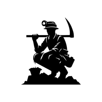 construction worker silhouette. wearing helmet wear pack and tools vector