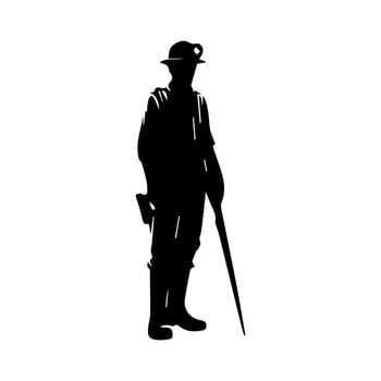 construction worker silhouette. wearing helmet wear pack and tools vector
