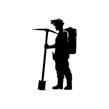 construction worker silhouette. wearing helmet wear pack and tools vector