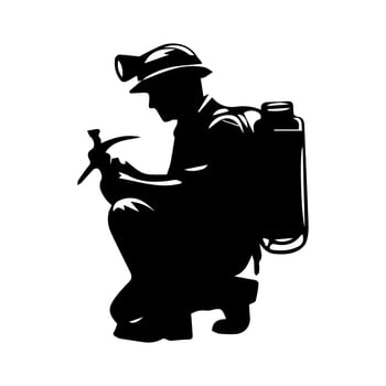 construction worker silhouette. wearing helmet wear pack and tools vector