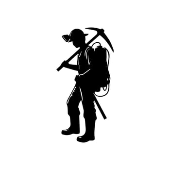 construction worker silhouette. wearing helmet wear pack and tools vector
