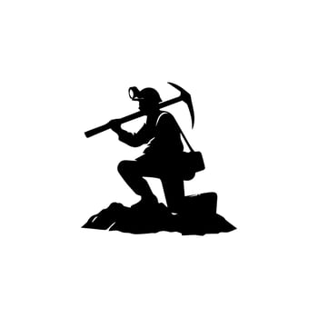 construction worker silhouette. wearing helmet wear pack and tools vector