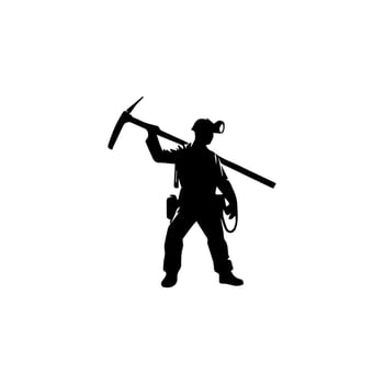 construction worker silhouette. wearing helmet wear pack and tools vector