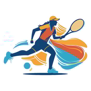 Illustration of a silhouette of a Tennis Player posing vector