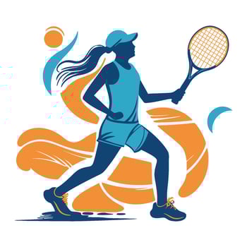 Illustration of a silhouette of a Tennis Player posing vector