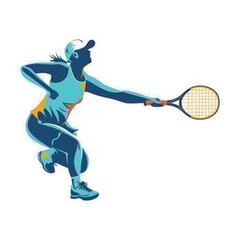Illustration of a silhouette of a Tennis Player posing vector