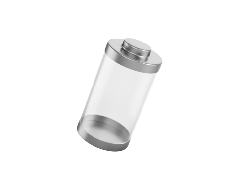 3d Abstract Transparent Empty Glass Battery With Metal Caps 3d Illustration png
