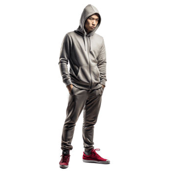 Person in a hoodie standing confidently png