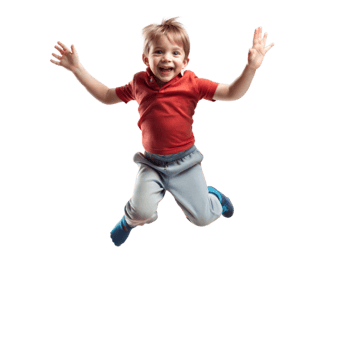 Energetic child jumping with joy png