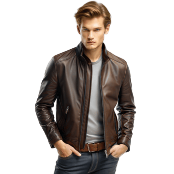 Man in a leather jacket posing confidently png