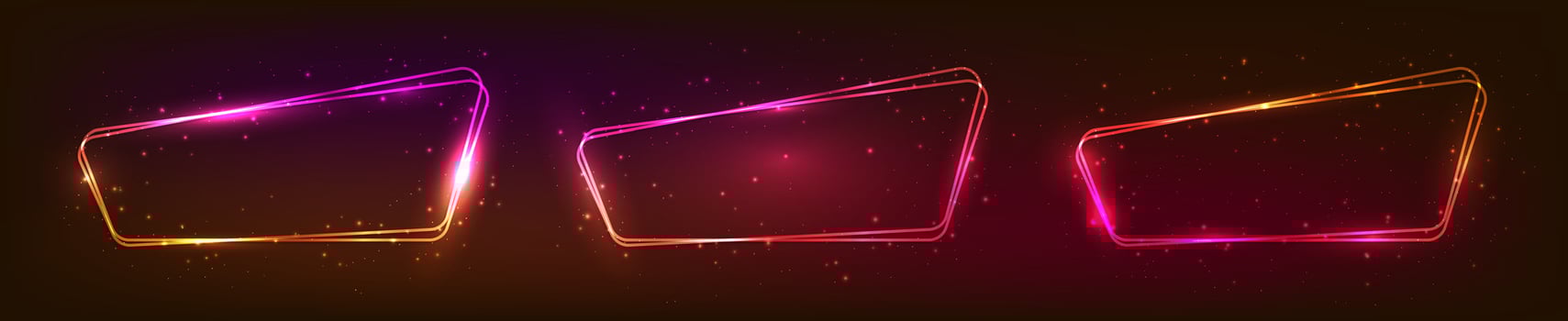 Neon double rounded frame with shining effects vector