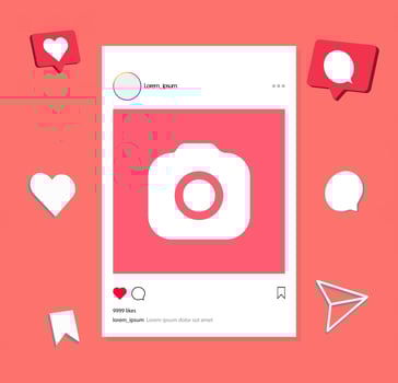Instagram post frame mockup template. social media and social network, instagram feed web post mock up. mobile app interface template . instagram notification icon. vector