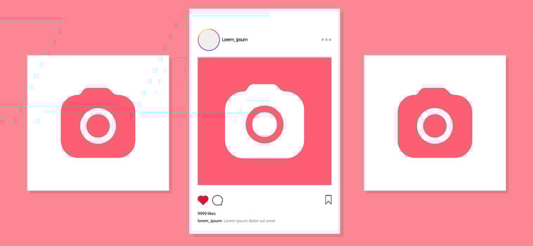 instagram mockup social media post template in pastel background , instagram feed post mock up frame. transparent Instagram screen. Editorial vector