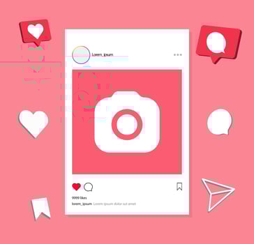 Instagram post frame mockup template. social media and social network, instagram feed web post mock up. mobile app interface template . instagram notification icon. vector
