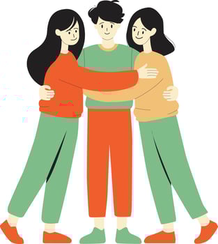 Flat illustration of a Friends Embracing Each Other vector