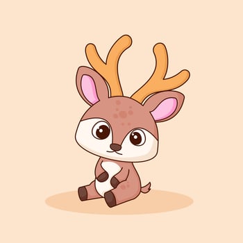 cute deer cartoon icon illustration. animal icon concept isolated vector