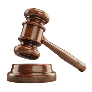 A wooden gavel usually used by judges or auctioneers on transparent Background Generative-AI png