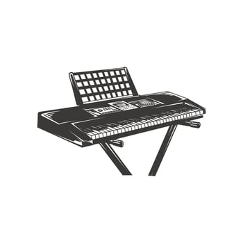 electric piano black and white vector
