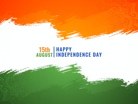 Modern Brush stroke style Indian tricolor flag theme elegant background vector