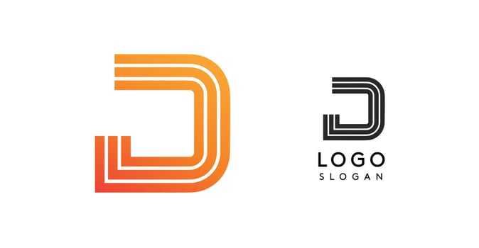 Modern letter D monogram logo with gradient orange and black color. Suitable for business branding, corporate identity, and advertising. Sleek, minimalist design with clean lines. illustration vector