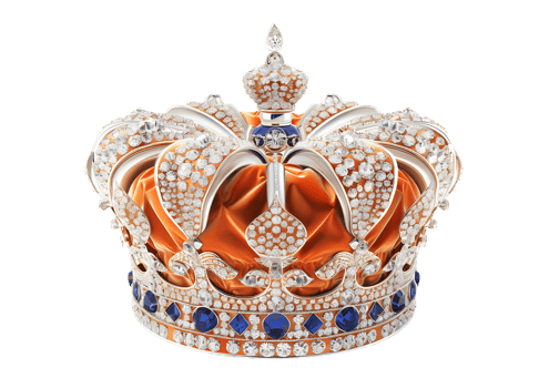 Royal Crown with Orange Lining. Isolated on transparent background png