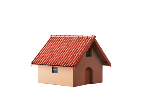 Simple Red Roof House 3D Rendering. Isolated on transparent background png