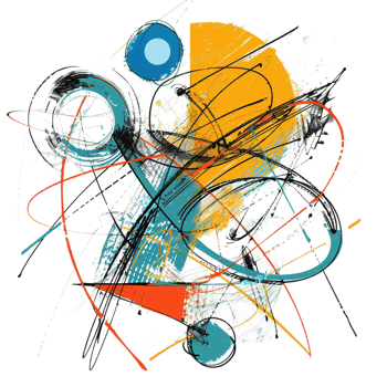 Scribbled arrow and circles isolated on transparent background png